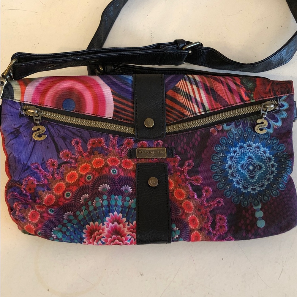 Desigual colorful “why?“ canvas crossbody purse - Picture 5 of 7